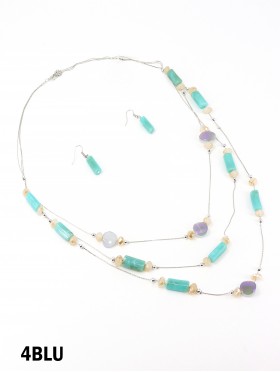 Fashion Rectangular Beads Necklace and Earrings Set